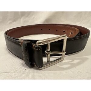 COACH 3752 Stitched Black Calfskin Leather Dress Belt Brass Buckle SIZE 32"